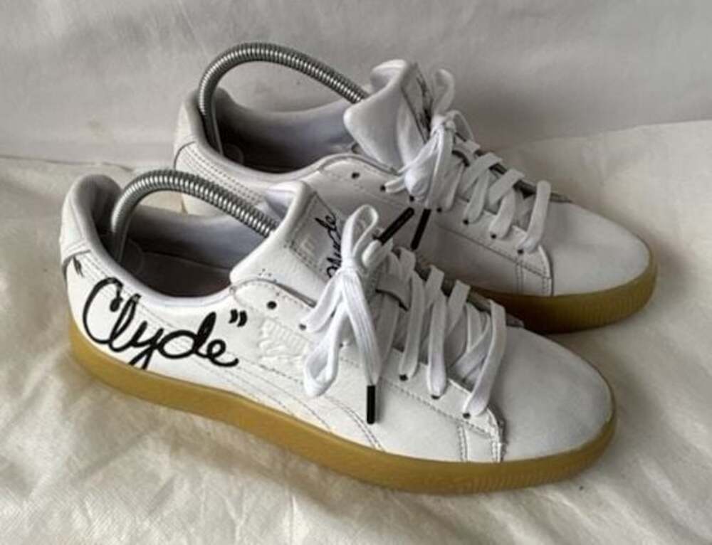 Puma Clyde Leather Sneakers White Gum Sole Size 8